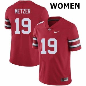 Women's Ohio State Buckeyes #19 Jake Metzer Red Nike NCAA College Football Jersey Wholesale TRQ6144DT